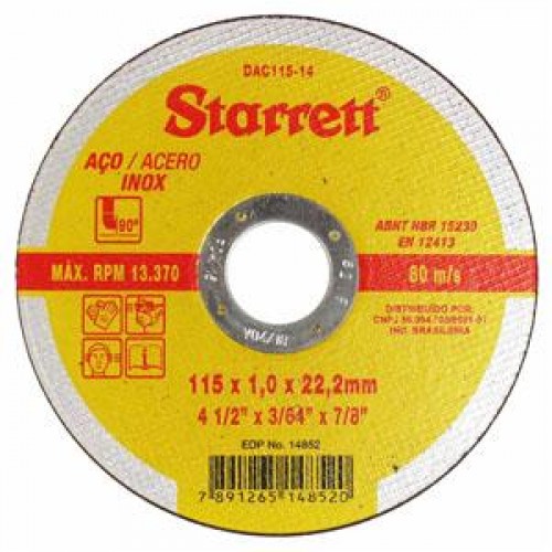 DISCO CORTE STARRET  41/2X7/8X1,0 PC 1