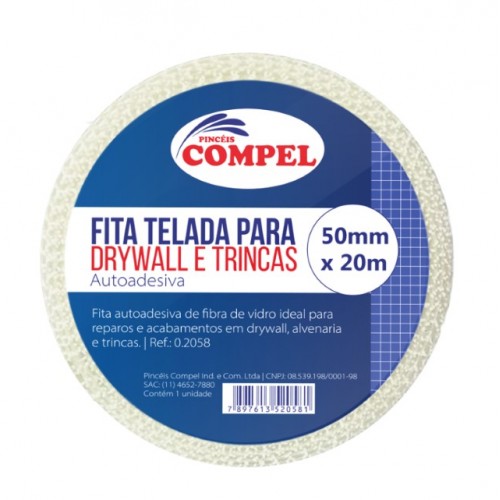 FITA TELADA P/DRYWALL COMPEL 50MMX20MTS (1.2058) PC 1