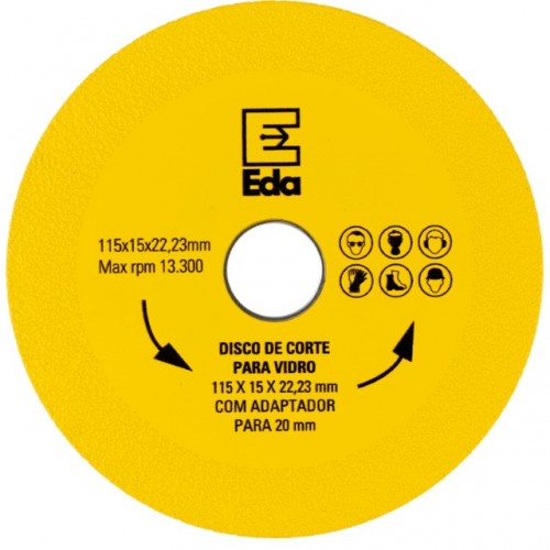 DISCO DE CORTE P/VIDRO EDA 115X22.3MM (ESMERILHAD) 0QB PC 1
