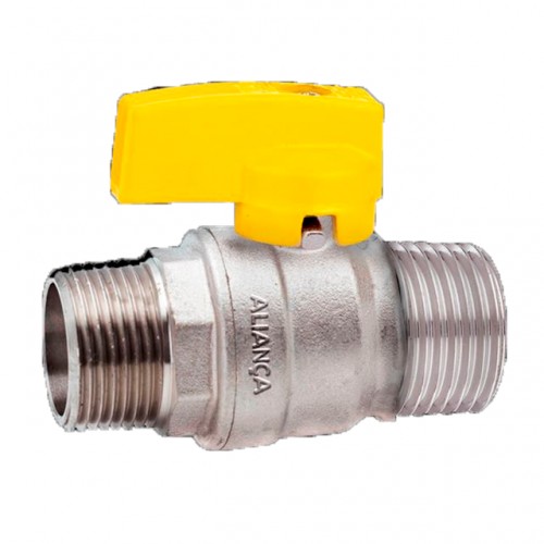 REGISTRO DE GAS RETO ALIANCA MACHO/MACHO CURTA 1/2 NPT 550/13 PC 1