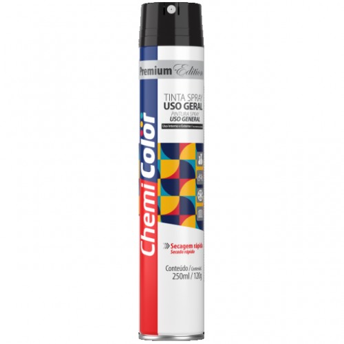 TINTA SPRAY CHEMICOLOR ATUADOR 360 PRETO BRILHANTE 250ML PC 1
