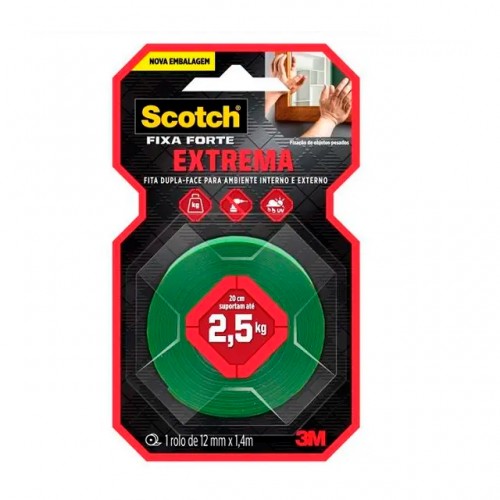 FITA DUPLA FACE 3M FORTE EXTREME(2.5KG) TRANS.12MMX1,40MT RL 1 FITA DUPLA FACE 3M FORTE EXTREME(2.5KG) TRANS.12MMX1,40MT RL 1