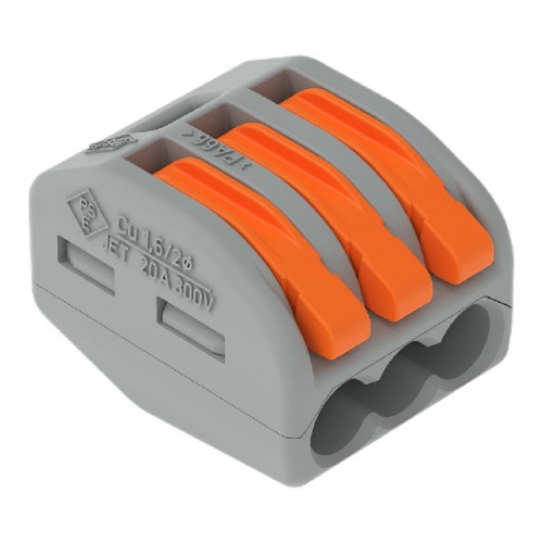 CONECTOR EMENDA WAGO CZ 4MM 3P 32A 222-413 PC 10 CONECTOR EMENDA WAGO CZ 4MM 3P 32A 222-413 PC 10