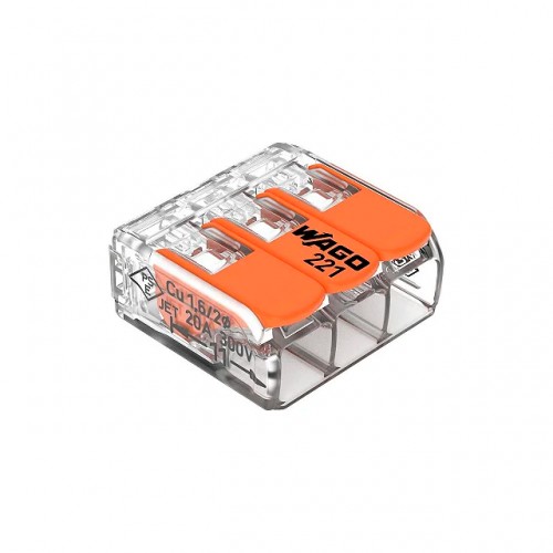CONECTOR EMENDA WAGO TP 4MM 3P 32A 221-413 PC 10 CONECTOR EMENDA WAGO TP 4MM 3P 32A 221-413 PC 10