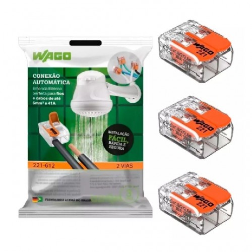 CONECTOR EMENDA WAGO TP CARTELA 6MM 2P 41A 221-612 C/3 UNID. 60473336 (CHUVEIR PC 1 CONECTOR EMENDA WAGO TP CARTELA 6MM 2P 41A 221-612 C/3 UNID. 60473336 (CHUVEIR PC 1